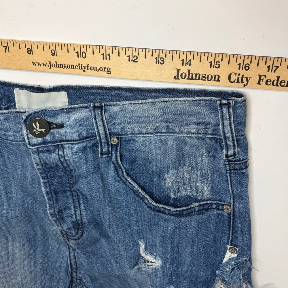 One Teaspoon FRANKIES Frayed Hem/Button Fly Blue Jean Denim Shorts/29 - Picture 6 of 16